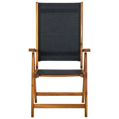 6-Piece Folding Garden Chairs, Solid Acacia Wood & Textilene