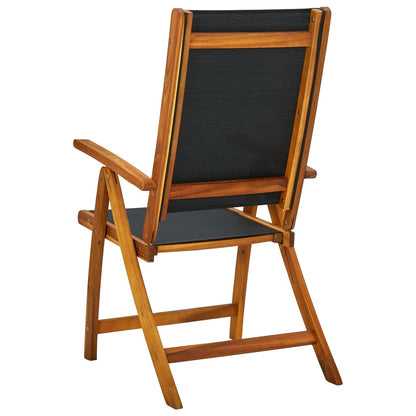 8-Pc Solid Wood Acacia & Textilene Folding Garden Chairs Set