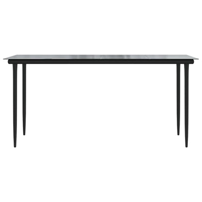 Garden Dining Table Black 160x80x74cm Steel and Tempered Glass