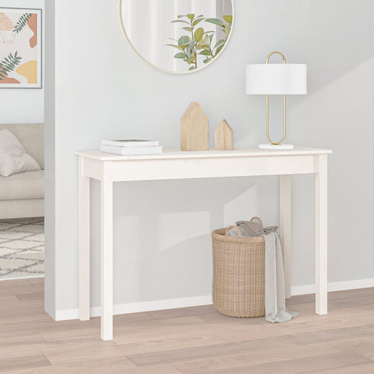 Solid Pine Wood Console Table in White - 110x40x75 cm