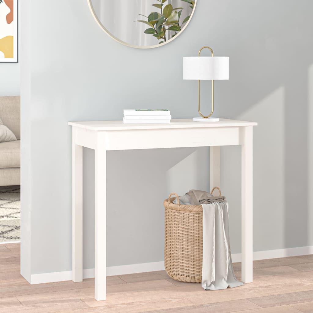 Solid Pine Console Table in White - 80x40x75 cm