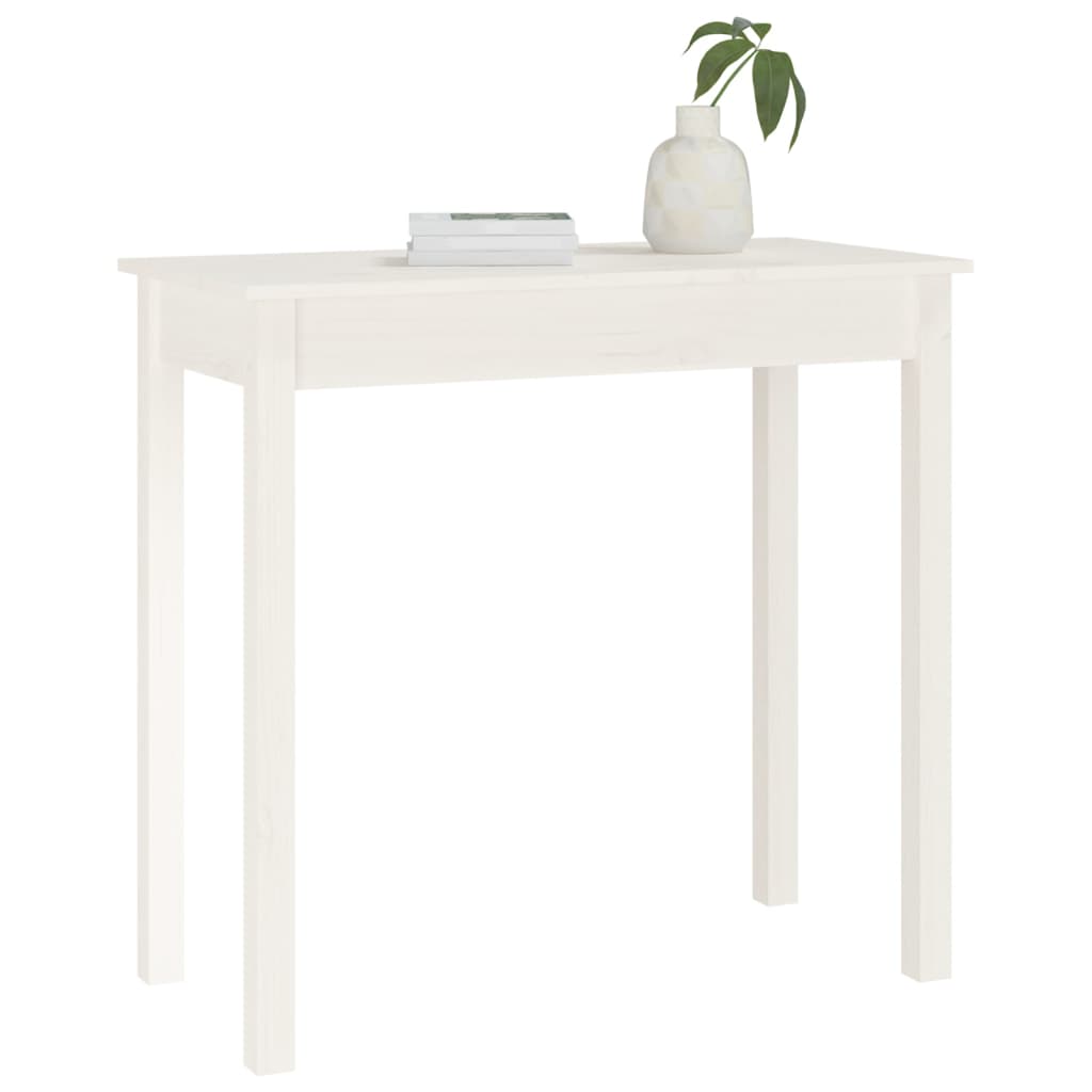 Solid Pine Console Table in White - 80x40x75 cm