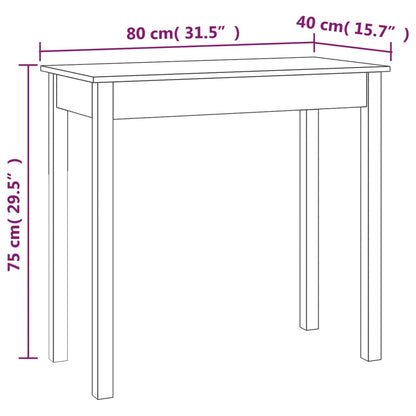 Solid Pine Console Table in White - 80x40x75 cm