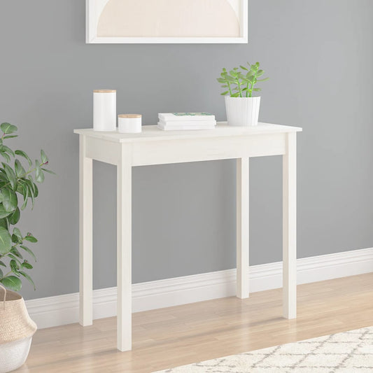 Solid Pine Console Table in White - 80x40x75 cm