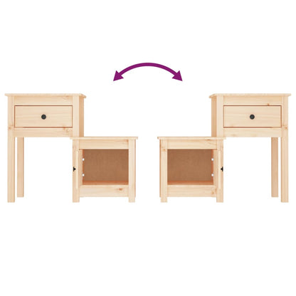 Bedside Cabinet 2 pcs 79.5x38x65.5 cm Solid Wood Pine