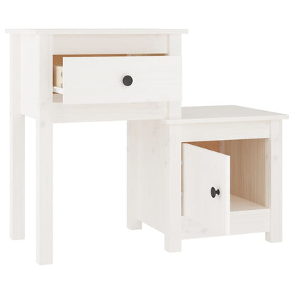 Solid Pine White Bedside Cabinet - 79.5x38x65.5 cm