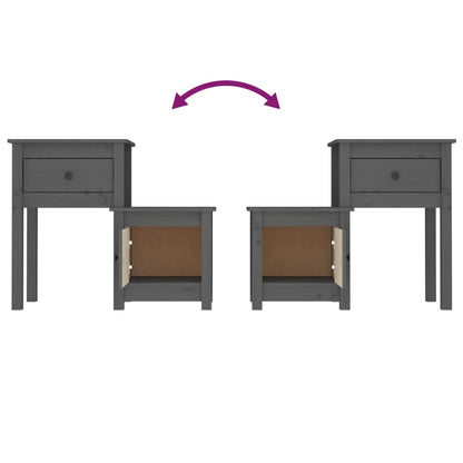 Bedside Cabinet 2 pcs Grey 79.5x38x65.5 cm Solid Wood Pine