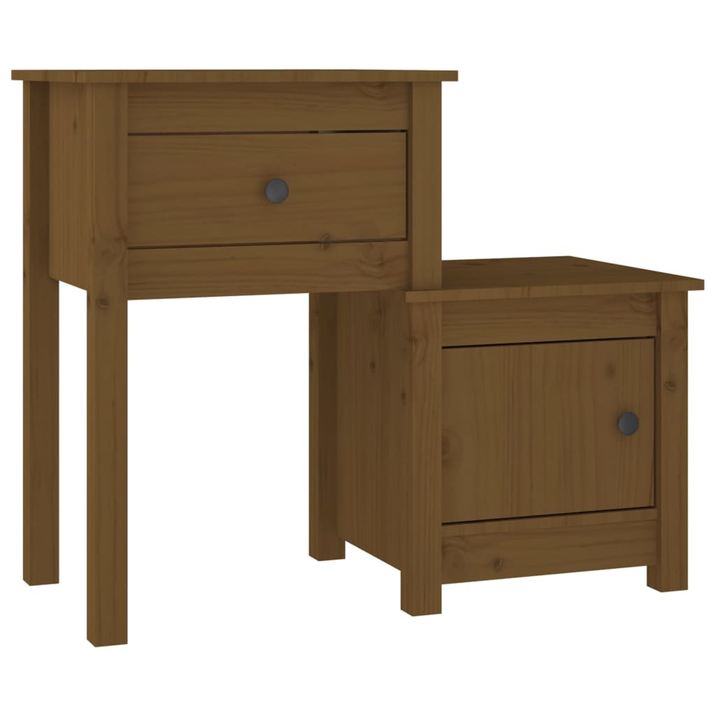Solid Pine Bedside Cabinet, Honey Brown 79.5x38x65.5 cm