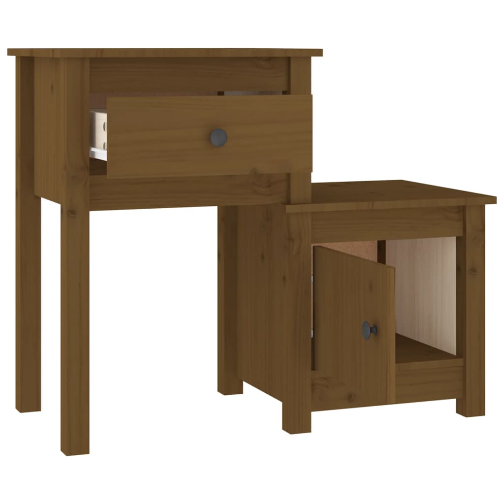 Solid Pine Bedside Cabinet, Honey Brown 79.5x38x65.5 cm