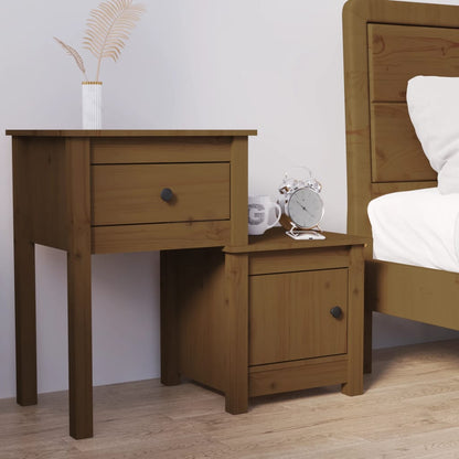 Solid Pine Bedside Cabinet, Honey Brown 79.5x38x65.5 cm