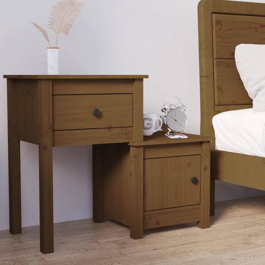 Solid Pine Bedside Cabinet, Honey Brown 79.5x38x65.5 cm
