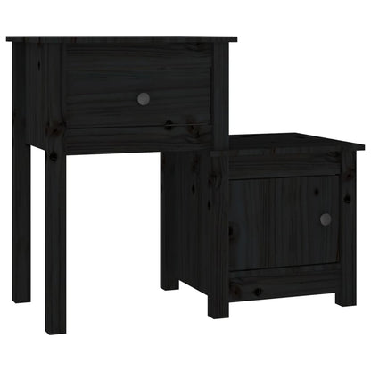 Solid Wood Black Bedside Cabinet Set - 2 Pcs, 79.5x38x65.5 cm