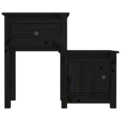 Solid Wood Black Bedside Cabinet Set - 2 Pcs, 79.5x38x65.5 cm
