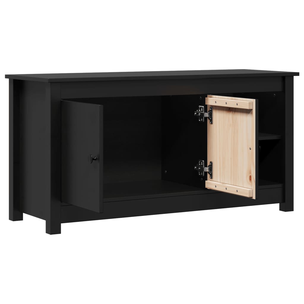 TV Cabinet Black 103x36.5x52 cm Solid Wood Pine