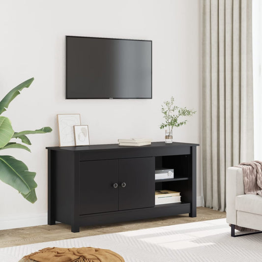 TV Cabinet Black 103x36.5x52 cm Solid Wood Pine