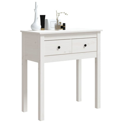 White Solid Pine Wood Console Table - 70x35x75 cm