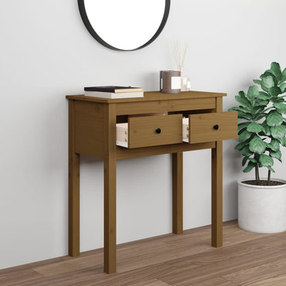 Solid Pine Wood Console Table in Honey Brown - 70x35x75 cm