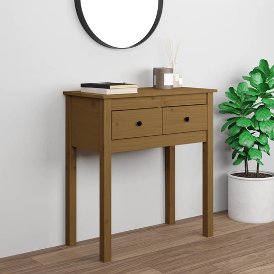 Solid Pine Wood Console Table in Honey Brown - 70x35x75 cm