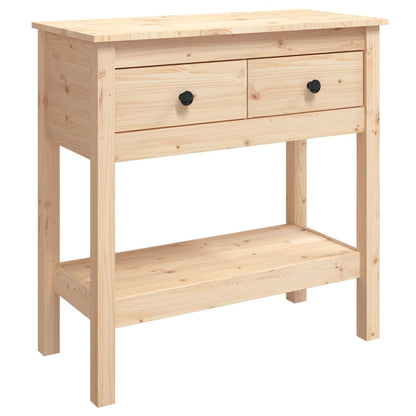 Solid Pine Wood Console Table - 75x35x75 cm, Natural Finish