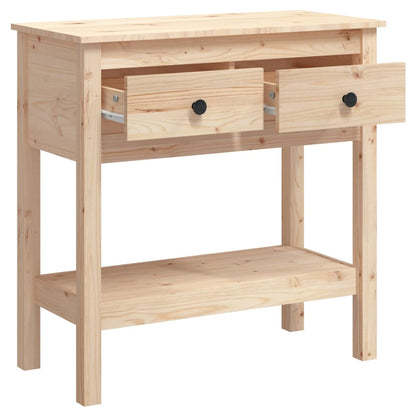 Solid Pine Wood Console Table - 75x35x75 cm, Natural Finish