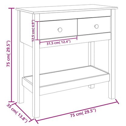 Solid Pine Wood Console Table - 75x35x75 cm, Natural Finish