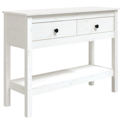 Solid Pine Wood Console Table, White - 100x35x75 cm