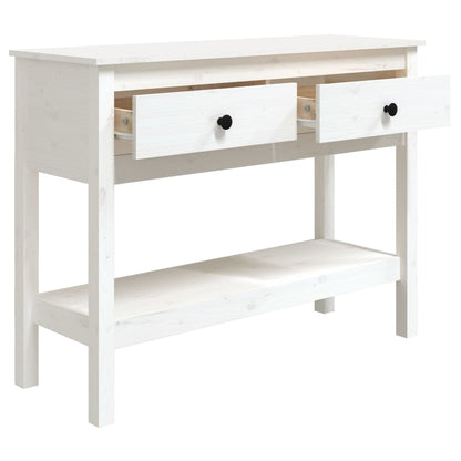 Solid Pine Wood Console Table, White - 100x35x75 cm