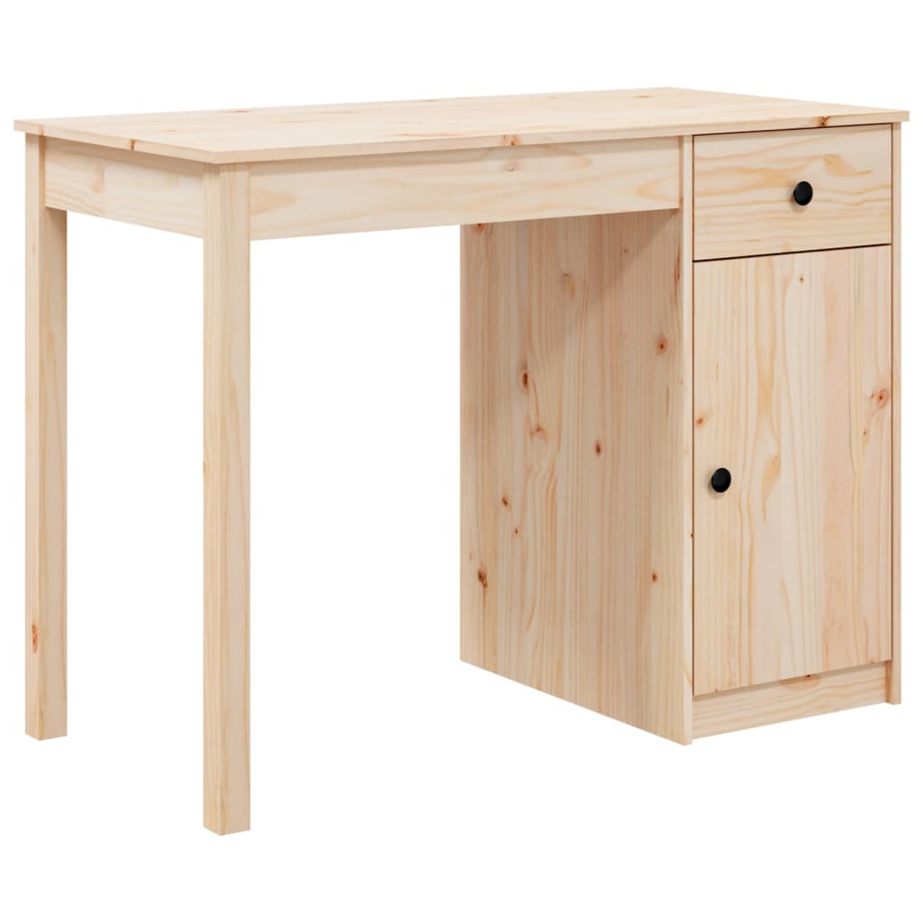 Solid Pine Wood Desk 100x50x75 cm - Natural Finish