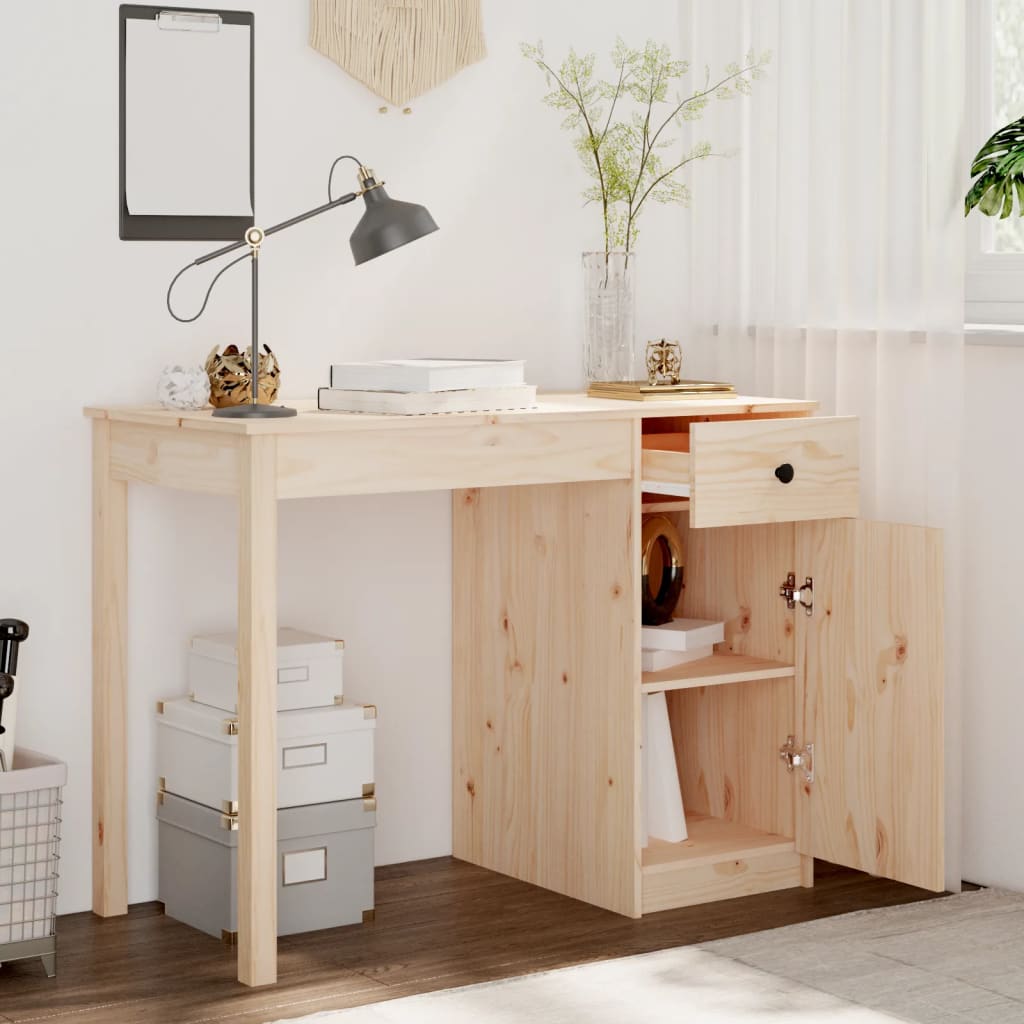 Solid Pine Wood Desk 100x50x75 cm - Natural Finish