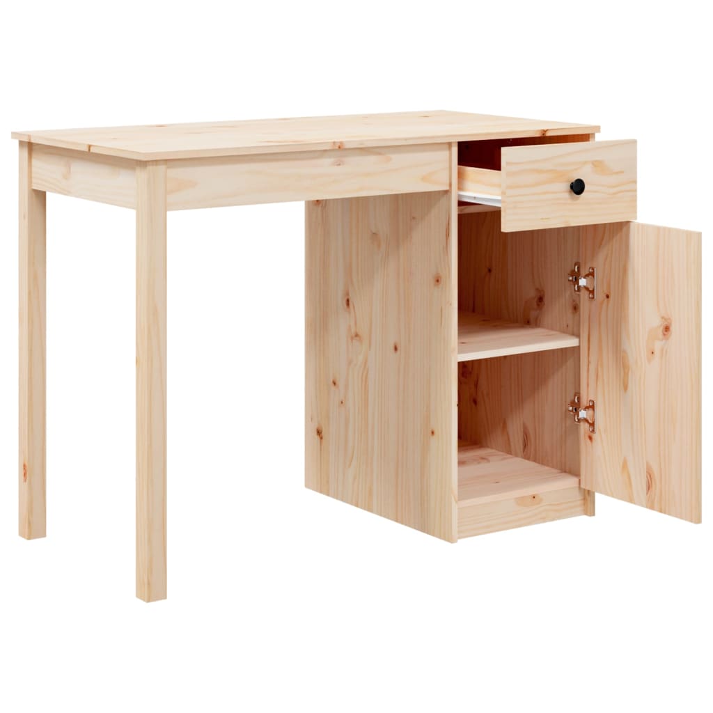 Solid Pine Wood Desk 100x50x75 cm - Natural Finish