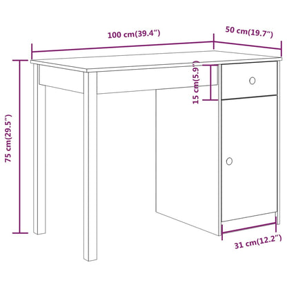 Solid Pine Wood Desk 100x50x75 cm - Natural Finish
