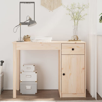 Solid Pine Wood Desk 100x50x75 cm - Natural Finish