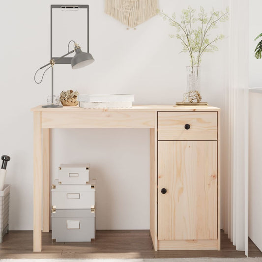 Solid Pine Wood Desk 100x50x75 cm - Natural Finish