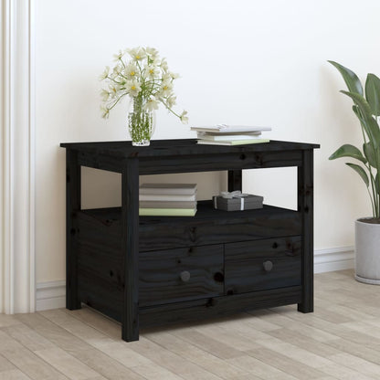 Coffee Table Black 71x49x55 cm Solid Wood Pine