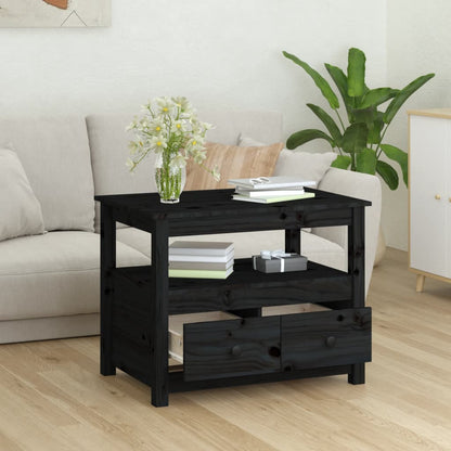 Coffee Table Black 71x49x55 cm Solid Wood Pine