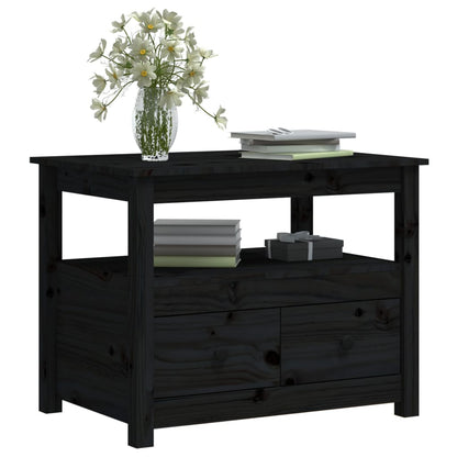 Coffee Table Black 71x49x55 cm Solid Wood Pine