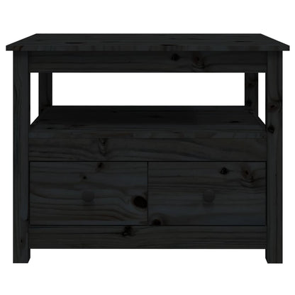Coffee Table Black 71x49x55 cm Solid Wood Pine