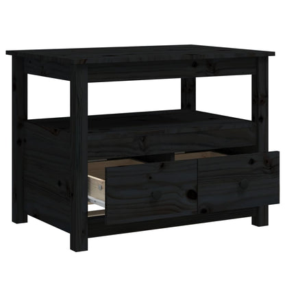 Coffee Table Black 71x49x55 cm Solid Wood Pine