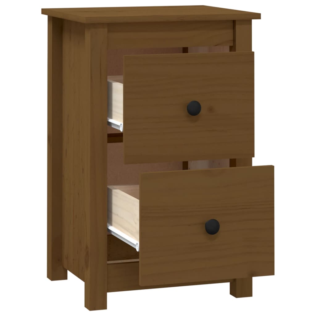 Solid Pine Bedside Cabinet - Honey Brown, 40x35x61.5 cm