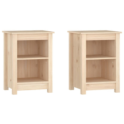 Solid Pine Bedside Cabinets 2pcs - 40x35x55cm Natural Wood Finish