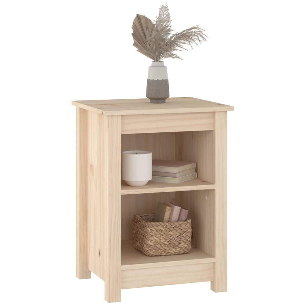 Solid Pine Bedside Cabinets 2pcs - 40x35x55cm Natural Wood Finish