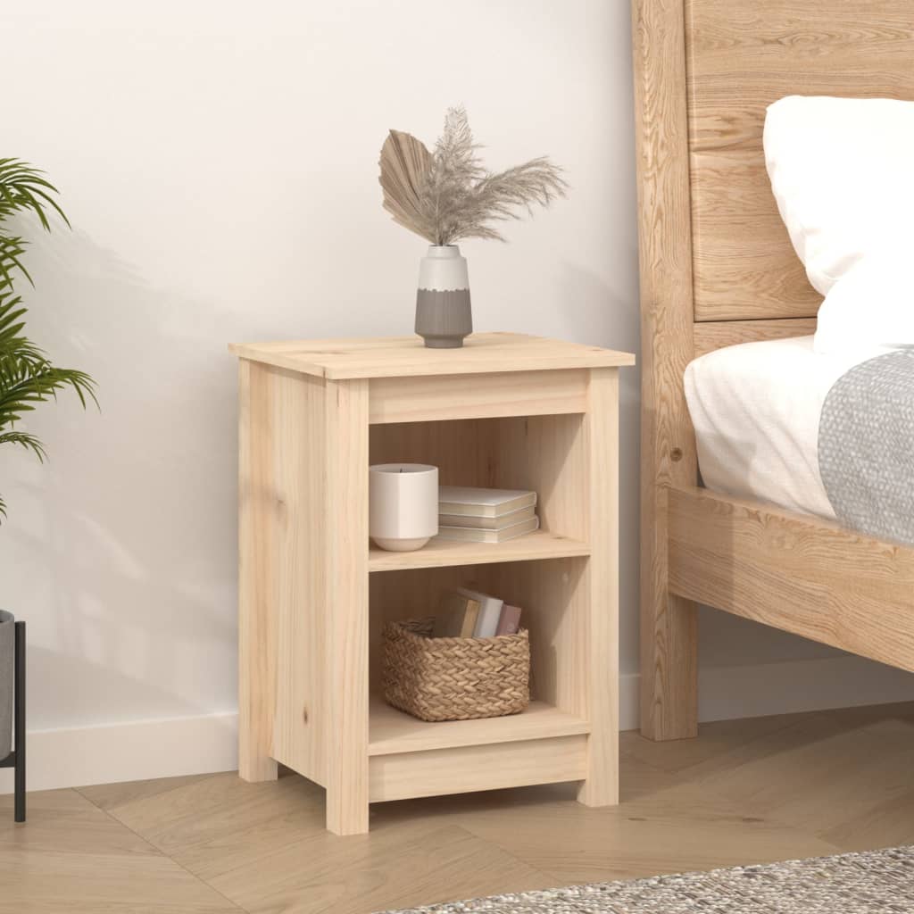 Solid Pine Bedside Cabinets 2pcs - 40x35x55cm Natural Wood Finish
