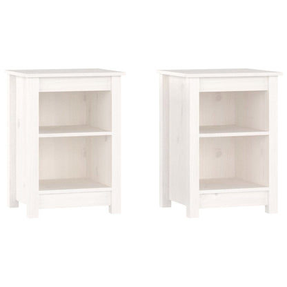 Set of 2 White Pine Bedside Cabinets - 40x35x55 cm Solid Wood