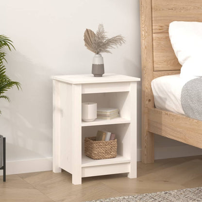 Set of 2 White Pine Bedside Cabinets - 40x35x55 cm Solid Wood