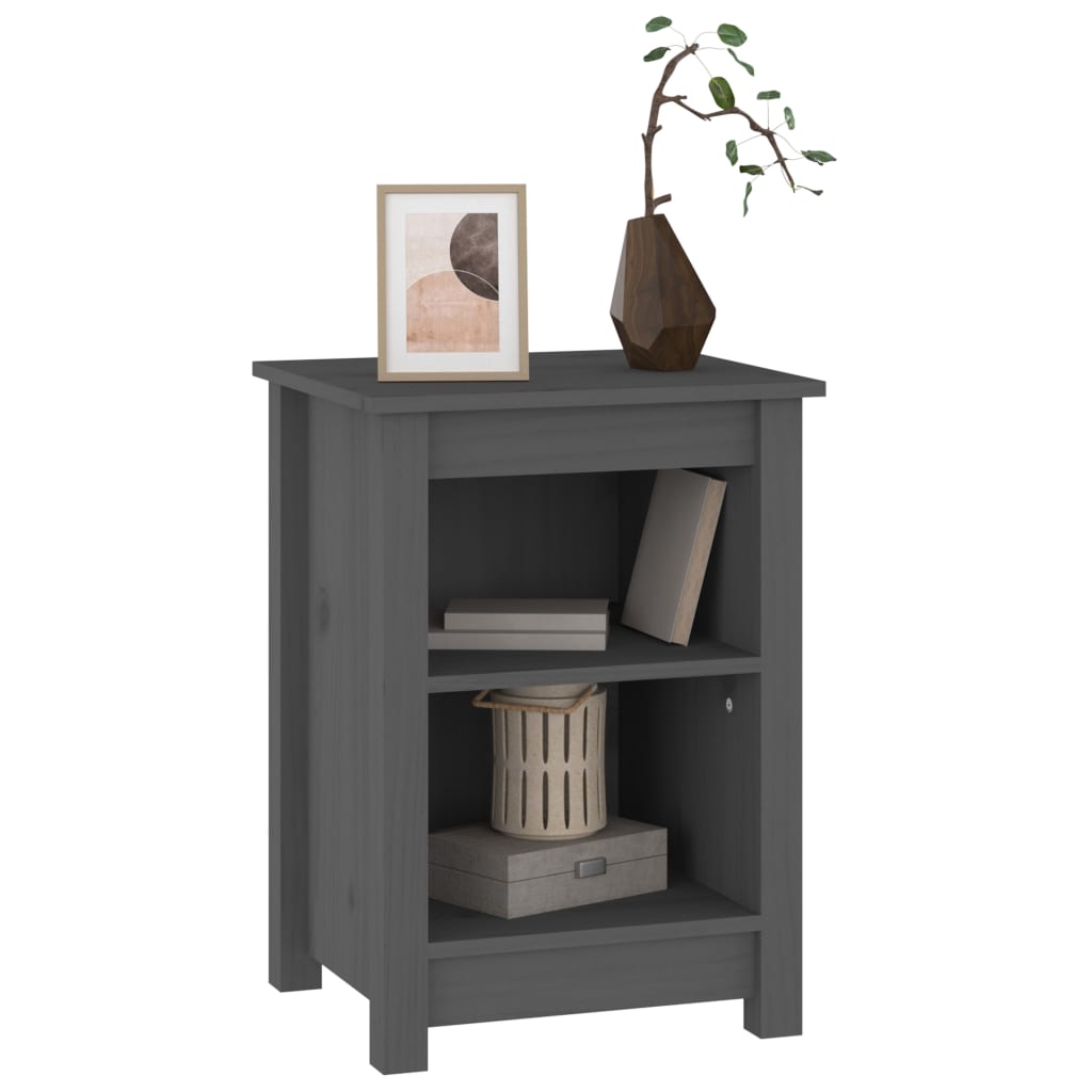Solid Wood Pine Grey Bedside Cabinet 40x35x55 cm - Stylish & Durable