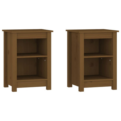 Solid Wood Pine Bedside Cabinets, 2 pcs, Honey Brown, 40x35x55 cm