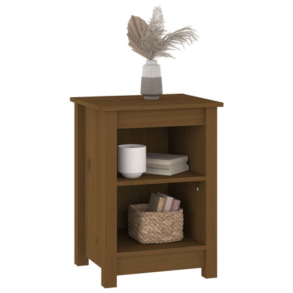 Solid Wood Pine Bedside Cabinets, 2 pcs, Honey Brown, 40x35x55 cm