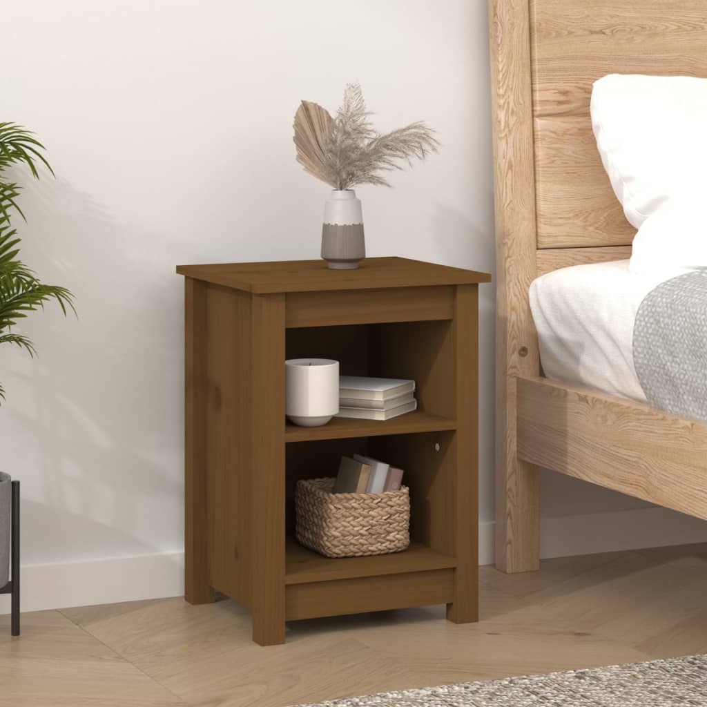 Solid Wood Pine Bedside Cabinets, 2 pcs, Honey Brown, 40x35x55 cm