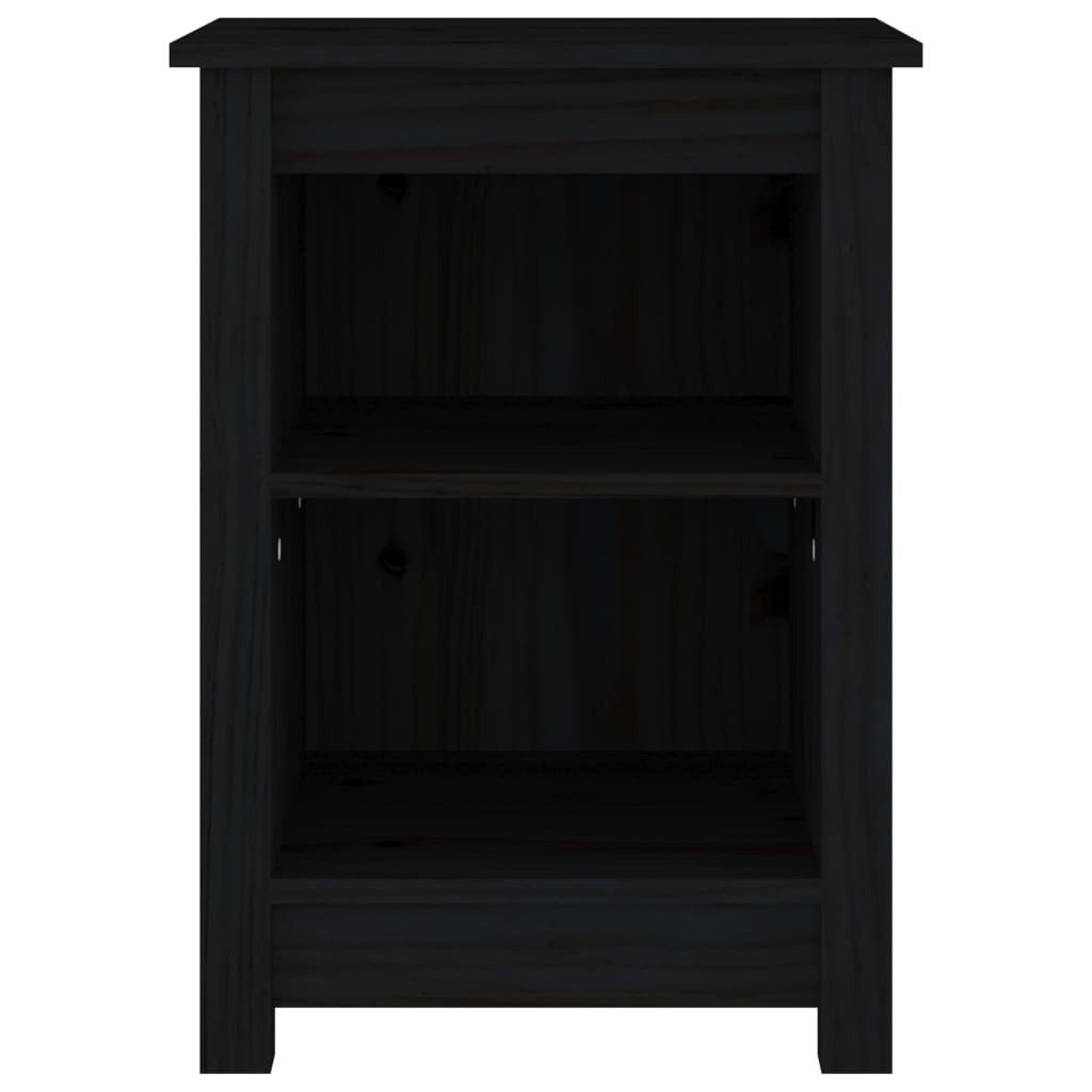 Solid Pine Bedside Cabinet, Black 40x35x55 cm - Elegant & Durable