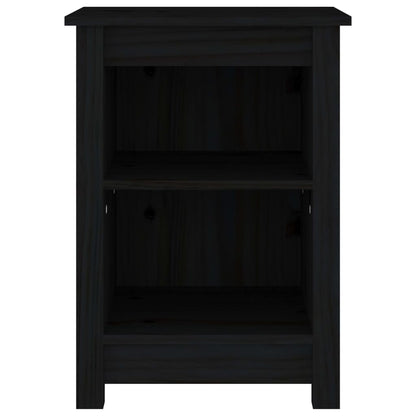 Solid Pine Bedside Cabinet, Black 40x35x55 cm - Elegant & Durable